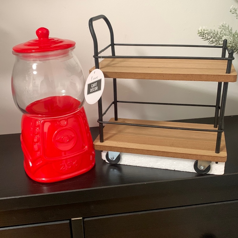 PRICE IS FIRM Target Two-Tier Coffee Bar Cart and gumball